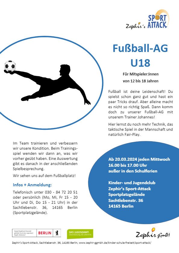 Fußball-AG für Jugendliche von 12 bis 18 Jahren