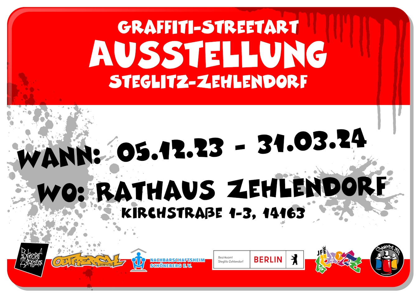Graffik in Streetart-Style mit Hinweis auf Graffiti-Ausstellung
